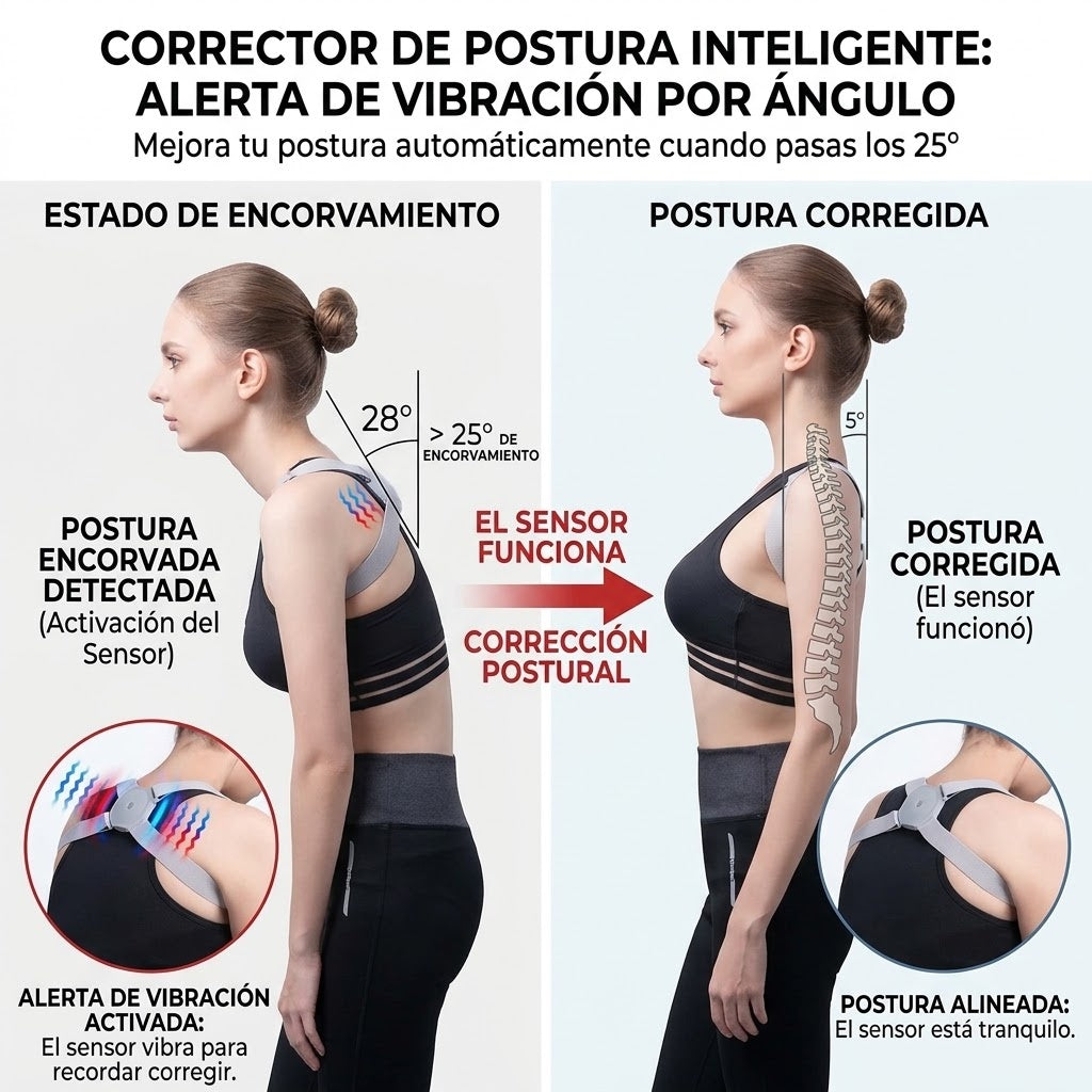 Corrector de Postura Smart con sensor de vibración
